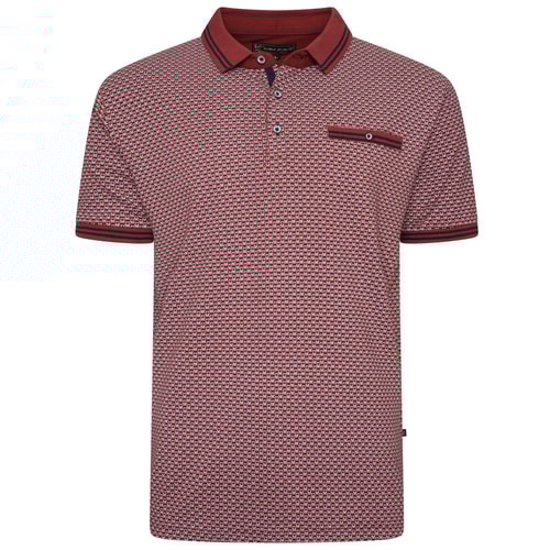 KAM Piqué-Poloshirt mit Dobby-Print in Weinrot